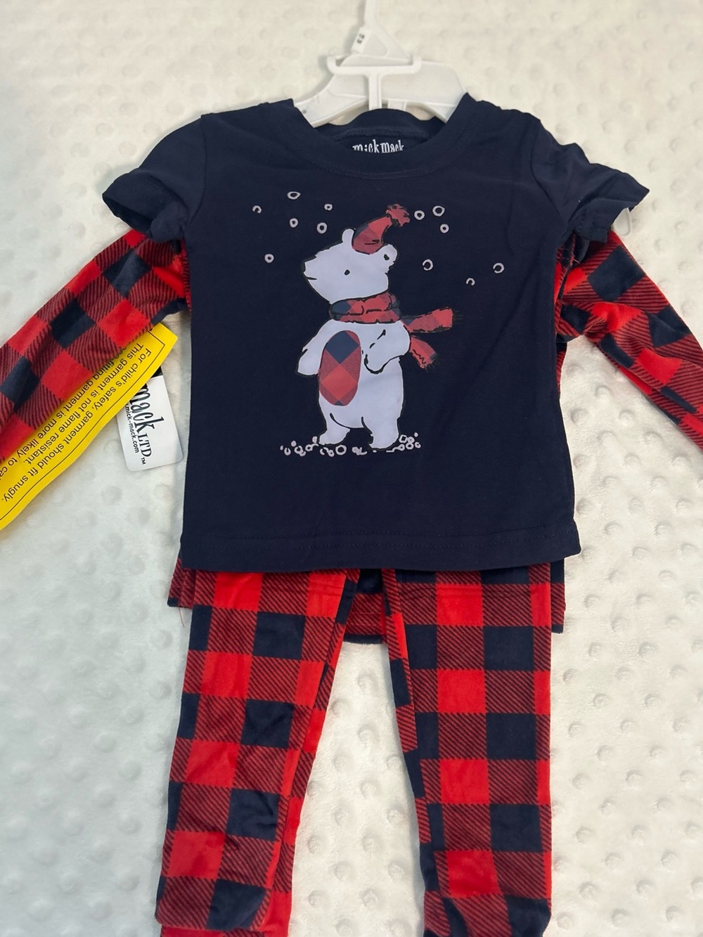 Toddler Size 18 Months MickMack Red & Navy Plaid Polar Bear Pajama Set NWT
